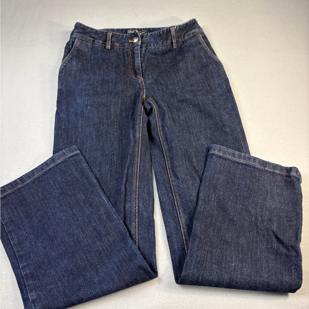 Salvatore Ferragamo Dark Blue Wide Leg Trouser Style Jeans Sz 40